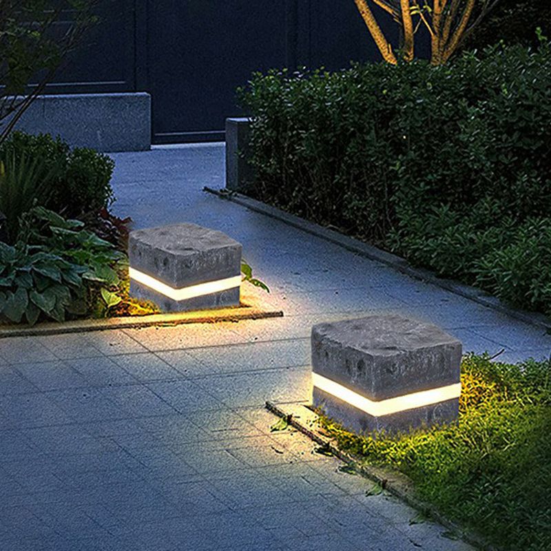 Ray Moderna Lámpara Exterior Forma de Piedra Resina Patio