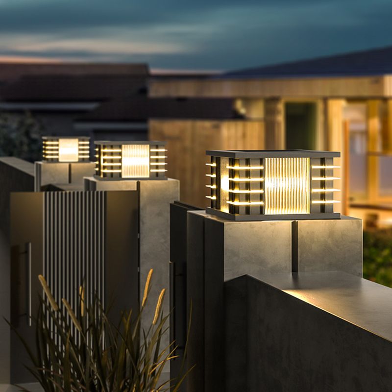 Ray Moderna Lámpara Exterior Cubo Metal Patio Jardín