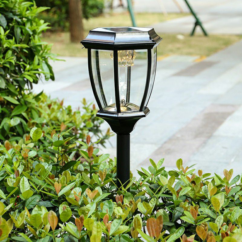 Ray Retro Lámpara de Pie Exterior Solar Metal Vidrio Patio