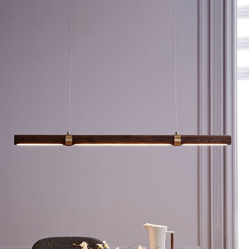Arisha Moderna Minimalista Lineal Metal/Madera Lámpara Colgante Marrón