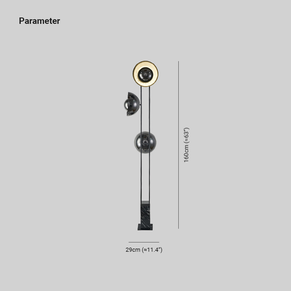 Mira Moderna Simple Mármol/Metal Lámpara de Pie Negra