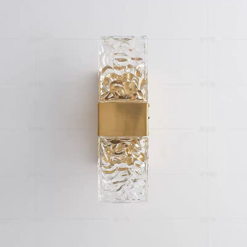 Arisha Lujo Rectangular Metal/Vidrio Aplique de Pared Dorado