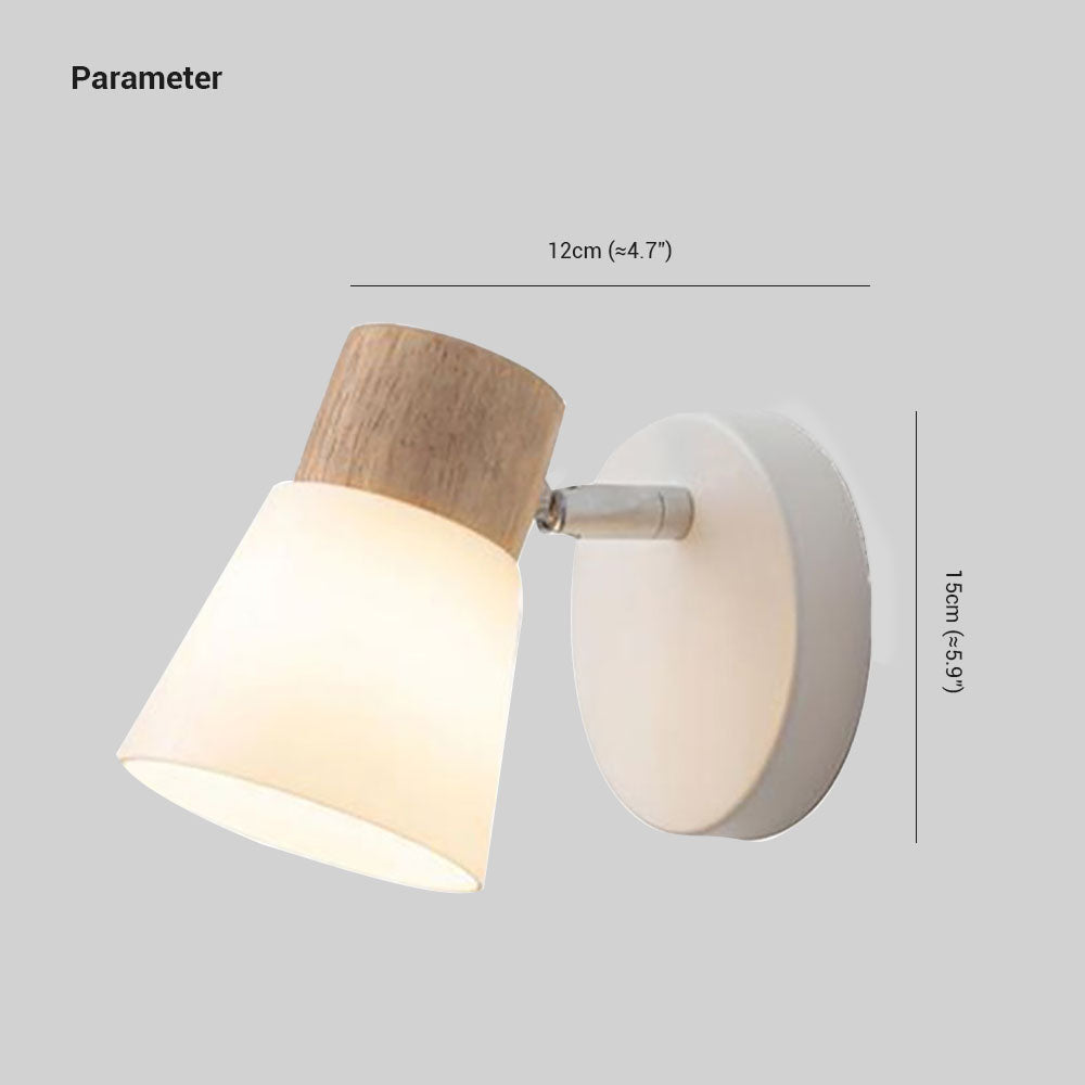 Muto Nórdico Natural Domo Madera/Vidrio Aplique de Pared Blanco