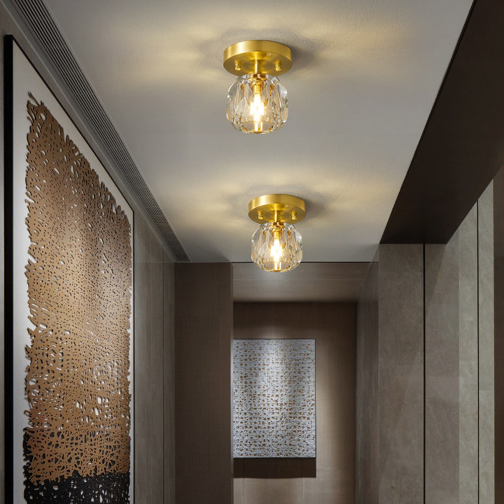 Arisha Moderna Esfera Metal/Cristal LED Lámpara de Techo Dorada