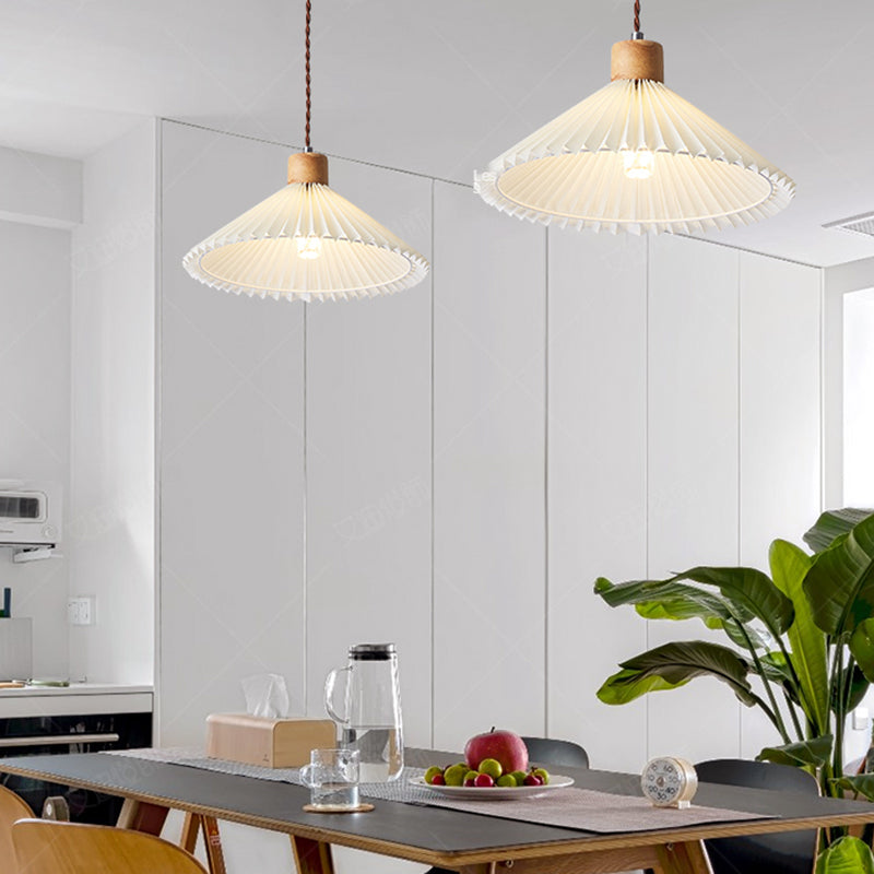 Muto Arte Paraguas Madera/PVC Lámpara Colgante Beige