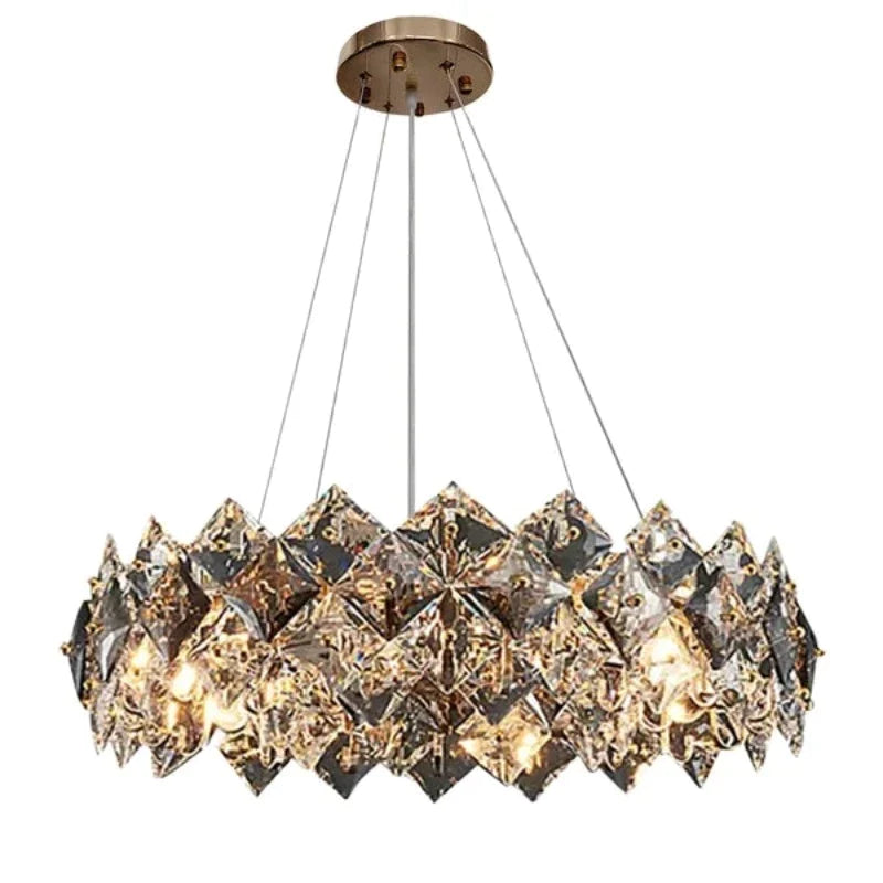 Kristy Moderno 6-Luz Tiered Crystal Lámparas de Araña With Ajustable Cables