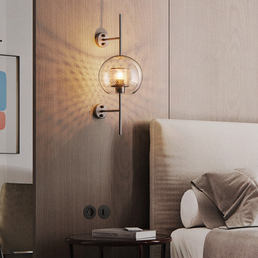Arisha Industrial Geométrico Metal/Vidrio Aplique de Pared Cobre/Plateado