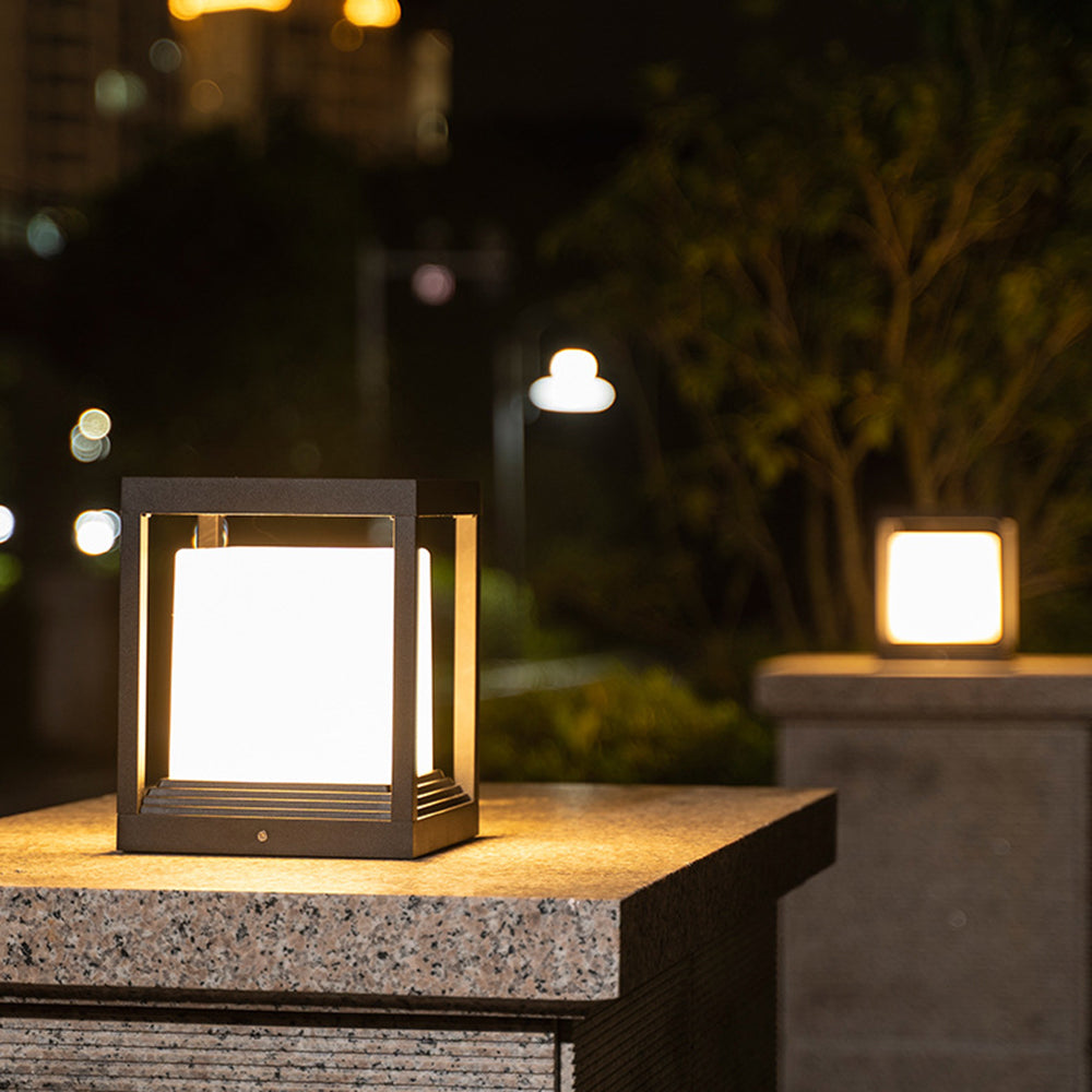 Ray Moderna Rectangular Metal Lámpara Exterior Jardín