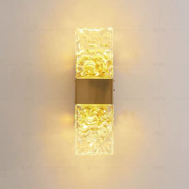 Arisha Lujo Rectangular Metal/Vidrio Aplique de Pared Dorado