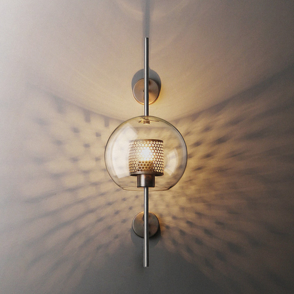 Arisha Industrial Geométrico Metal/Vidrio Aplique de Pared Cobre/Plateado