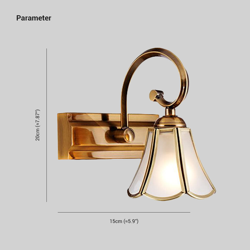 Ray Decorativo Vintage Flor Metal/Vidrio Aplique de Pared Dorado