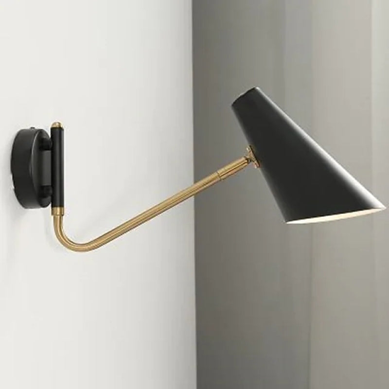 Epoch Moderna Minimalista Metal Aplique de Pared Giratorio Negro/Oro/Blanco