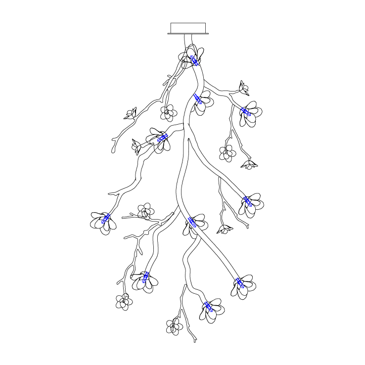 Large Long Branch Flower Chandelier - Letslighting