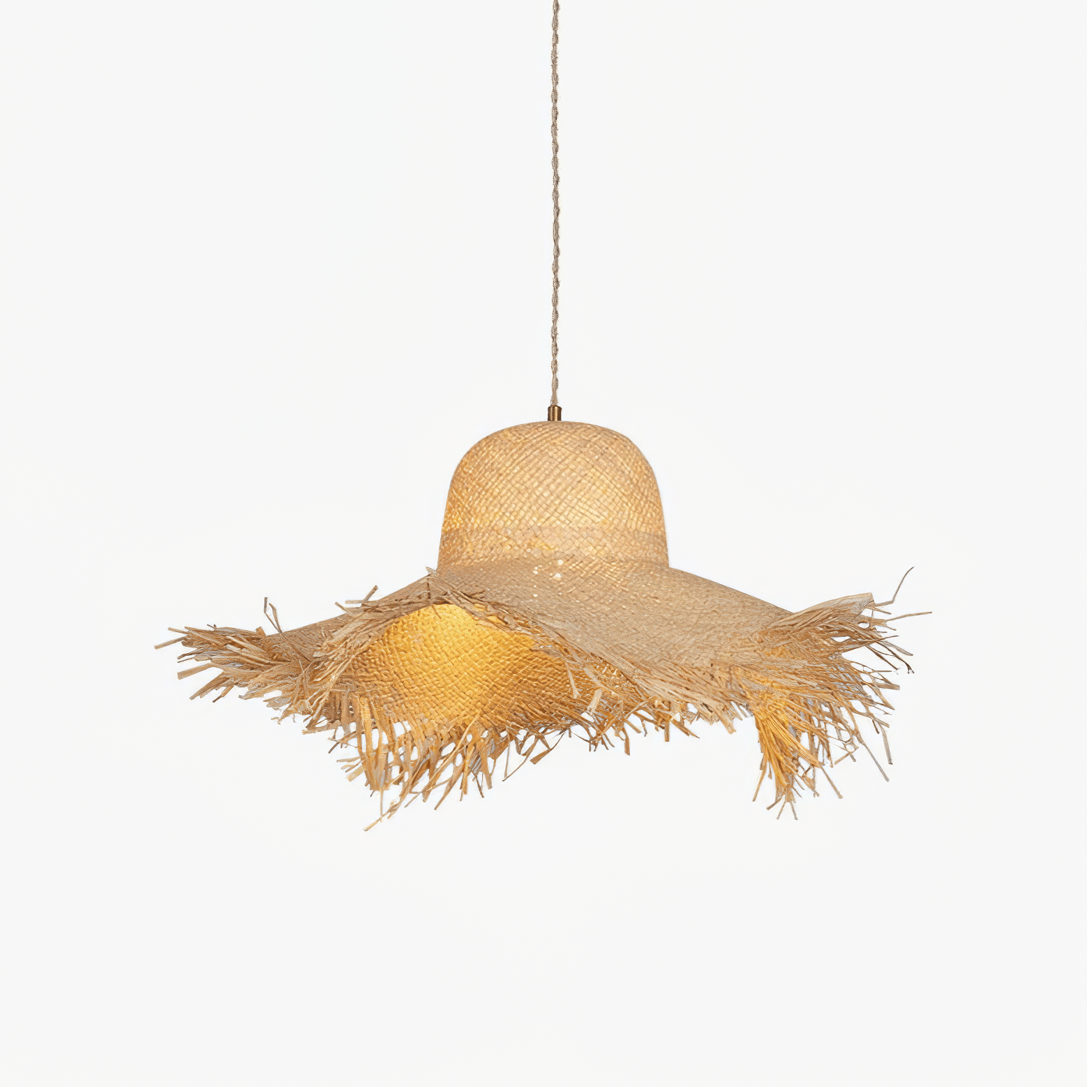 Rattan Straw Hat Pendant Light - Letslighting