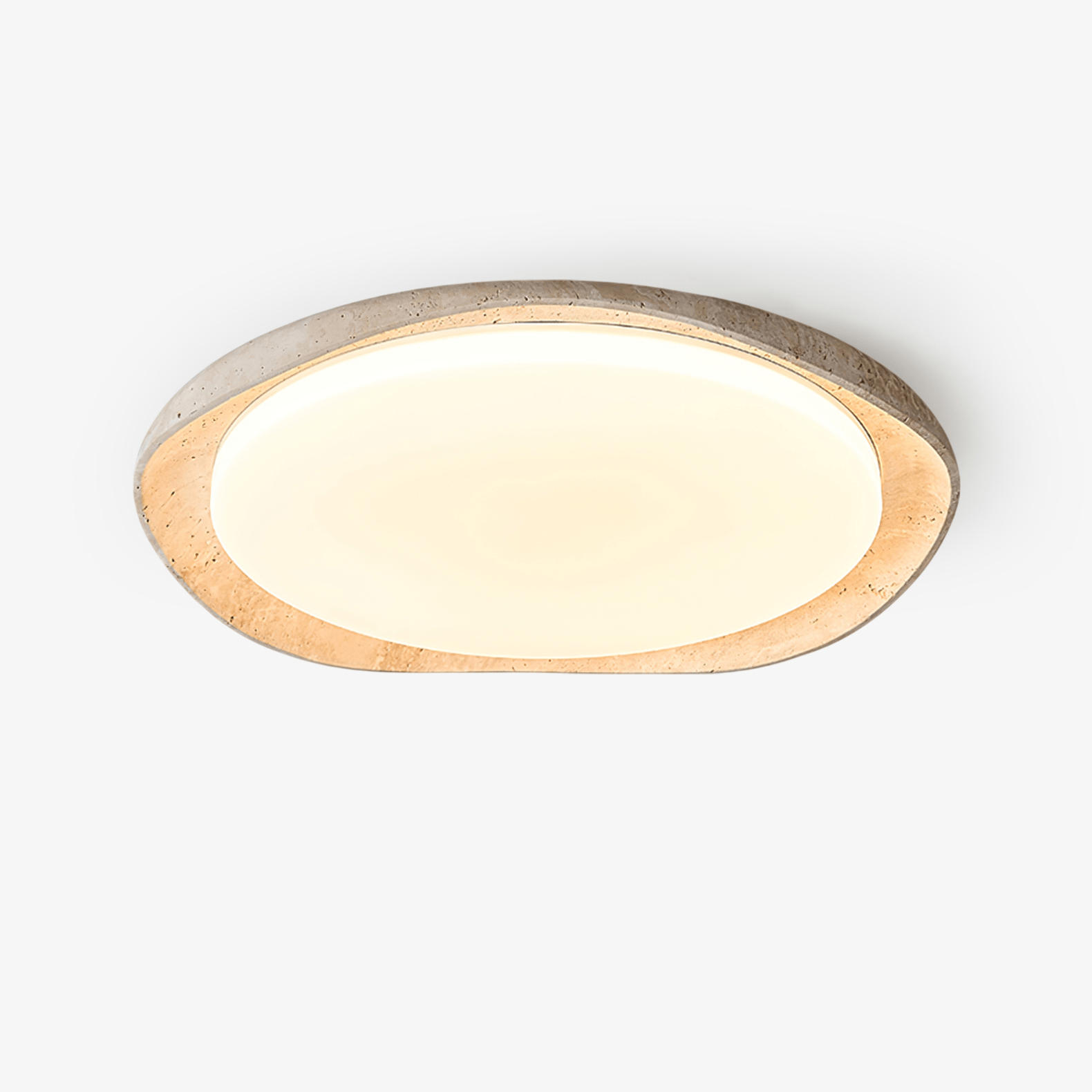 Adoros Rimmed-Circle Travertine Ceiling Light - Letslighting