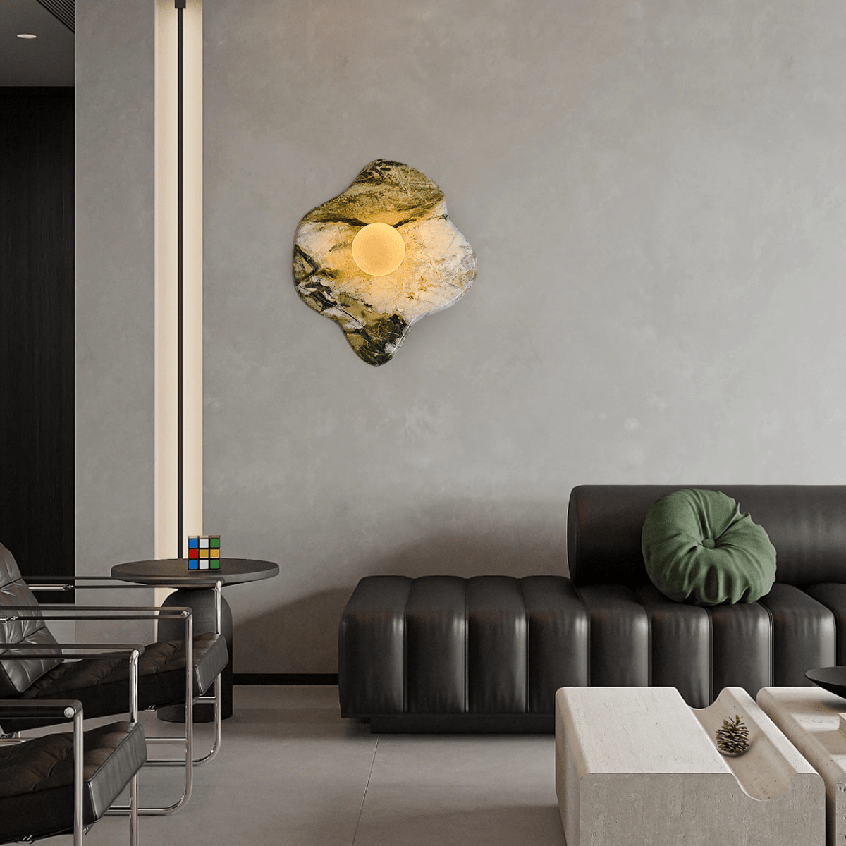 Avi Lámpara de Pared Orgánica de Mármol Verde