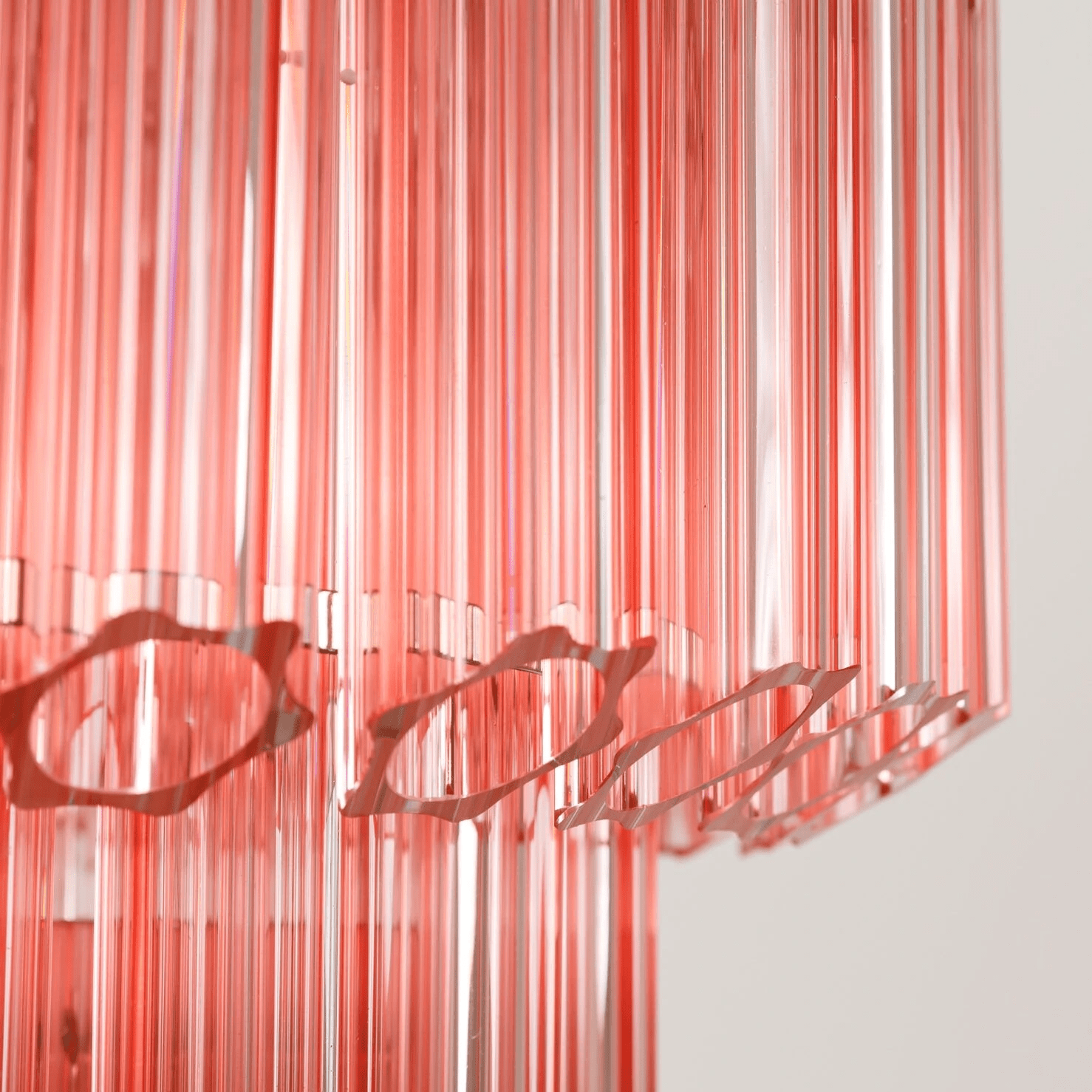 Aurora Chandelier Pink Glass Tube Layered Diamond - Letslighting