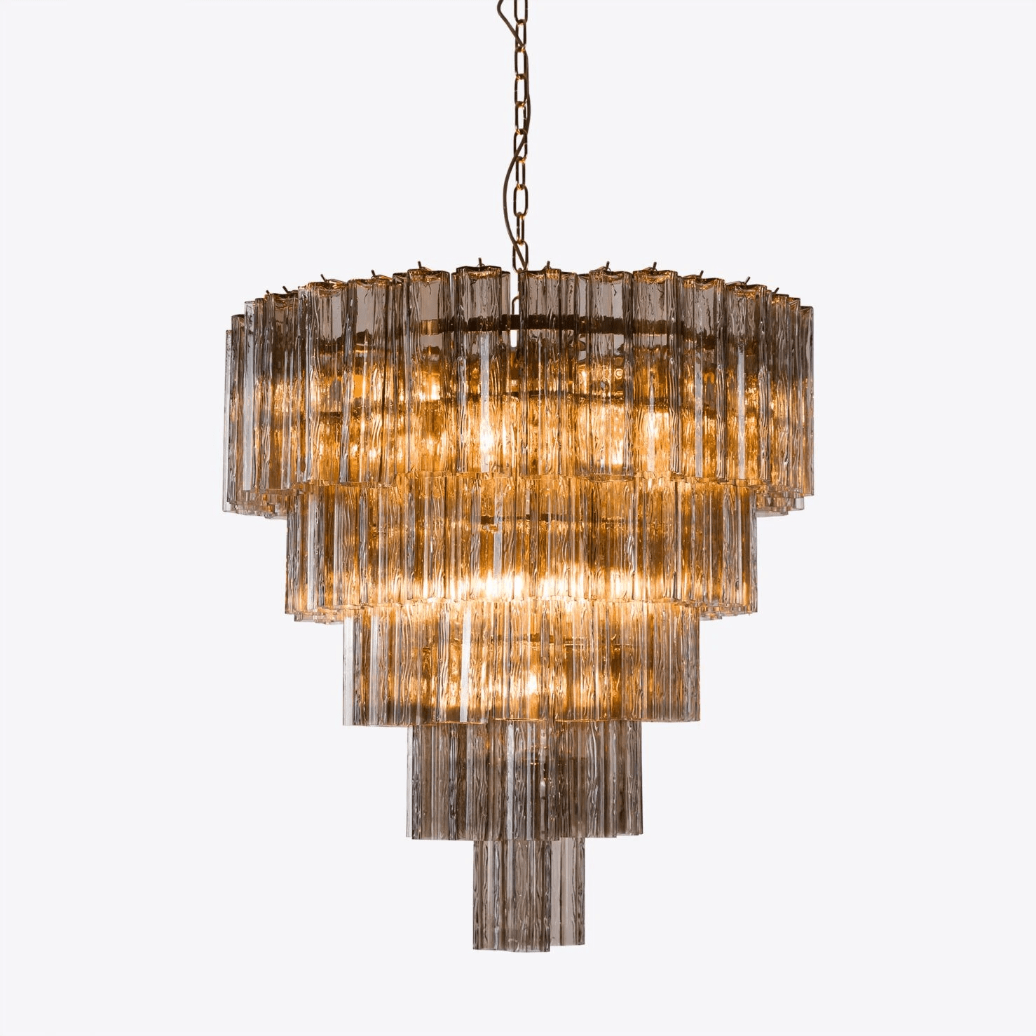 Aurora Chandelier Five Tier Fluted Glass Grande Mid Century - Letslighting