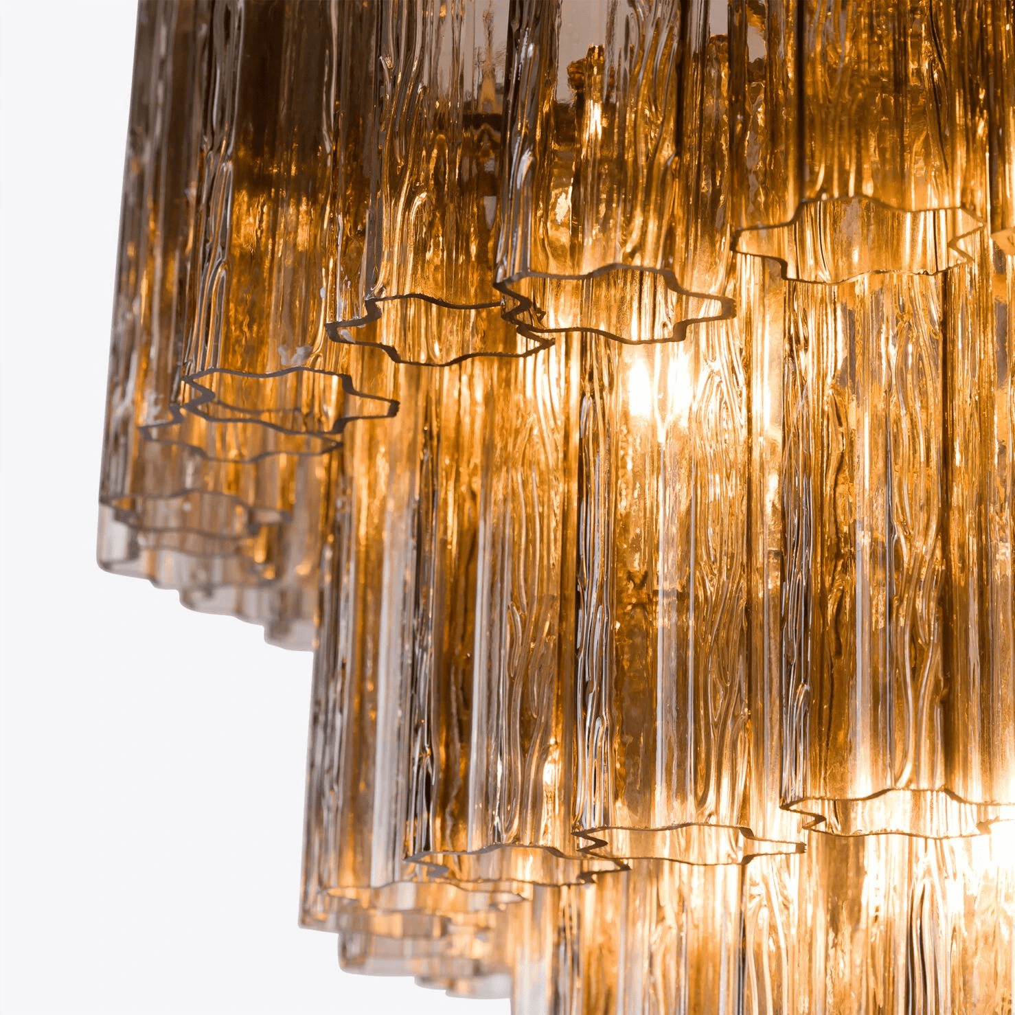 Aurora Chandelier Five Tier Fluted Glass Grande Mid Century - Letslighting