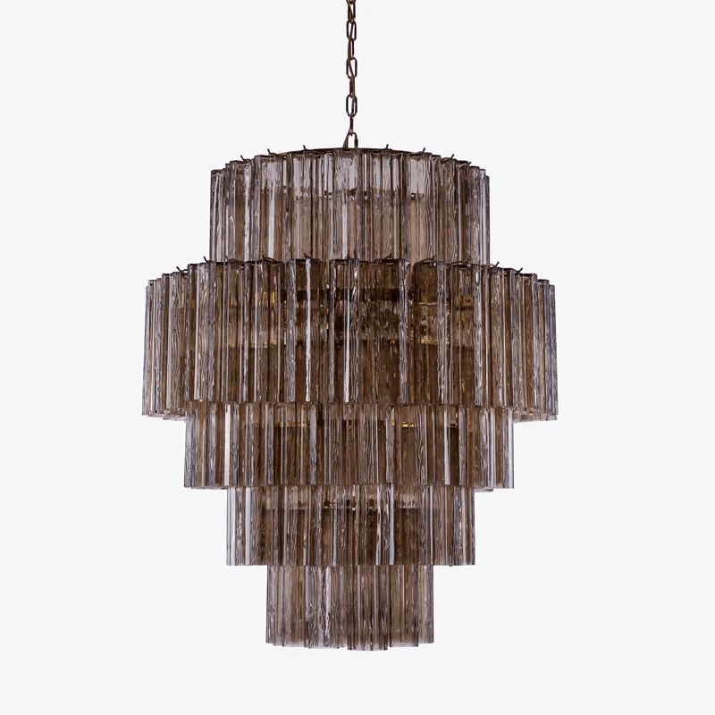 Aurora Chandelier Pink Prism Glass Layered Elegant - Letslighting