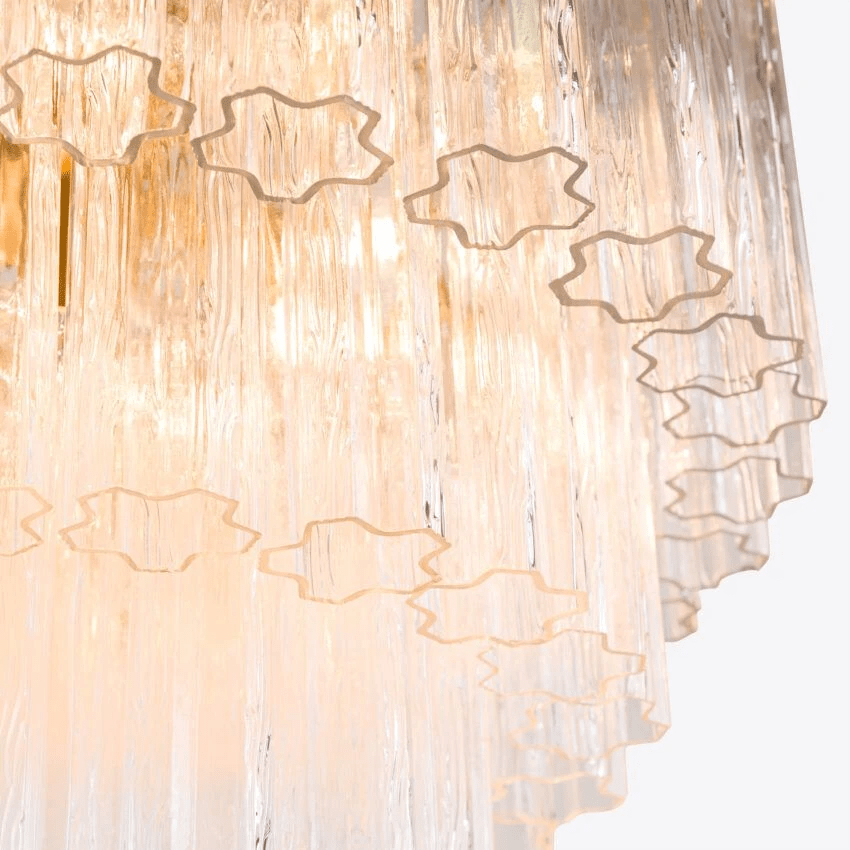 Aurora Chandelier Five Tier Fluted Glass Tube Mid Century - Letslighting