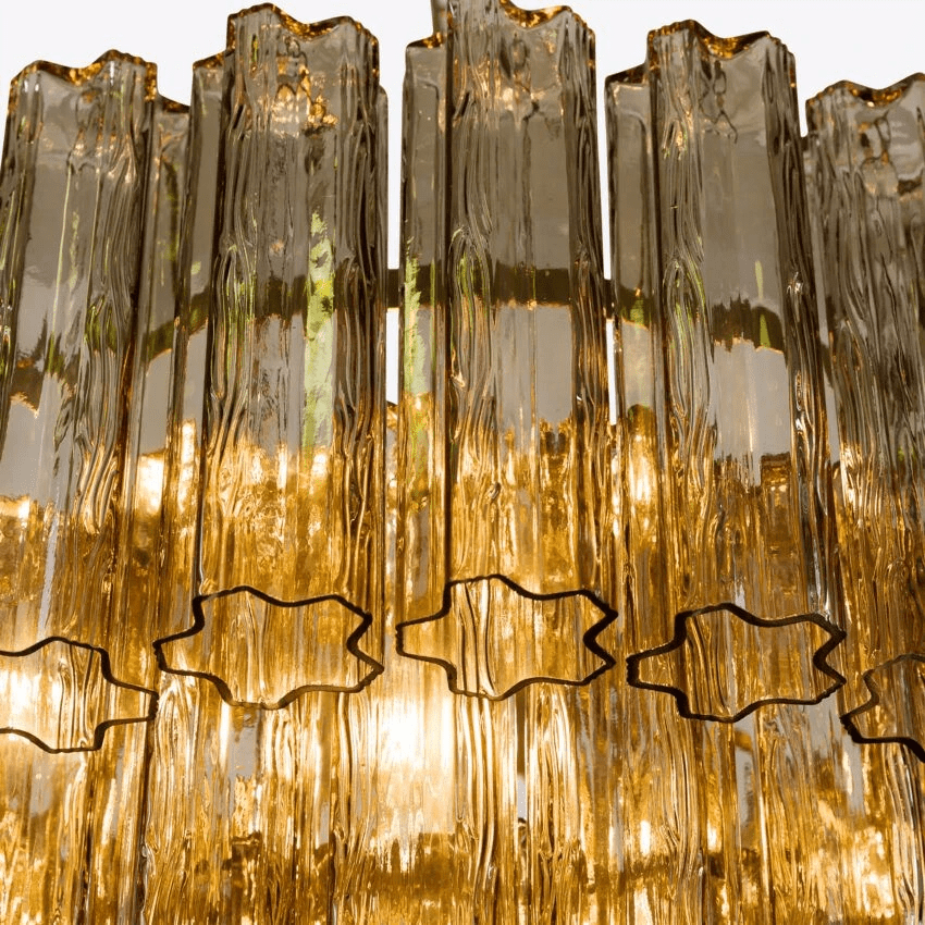 Aurora Chandelier Five Tier Fluted Glass Tube Mid Century - Letslighting