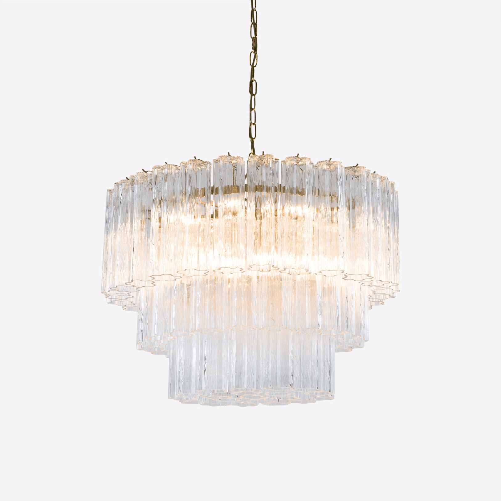 Aurora Chandelier Five Tier Fluted Glass Tube Mid Century - Letslighting