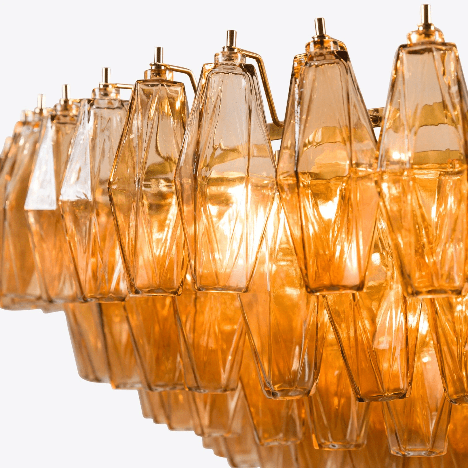 Aurora Chandelier Tiered Amber Glass Vintage - Letslighting