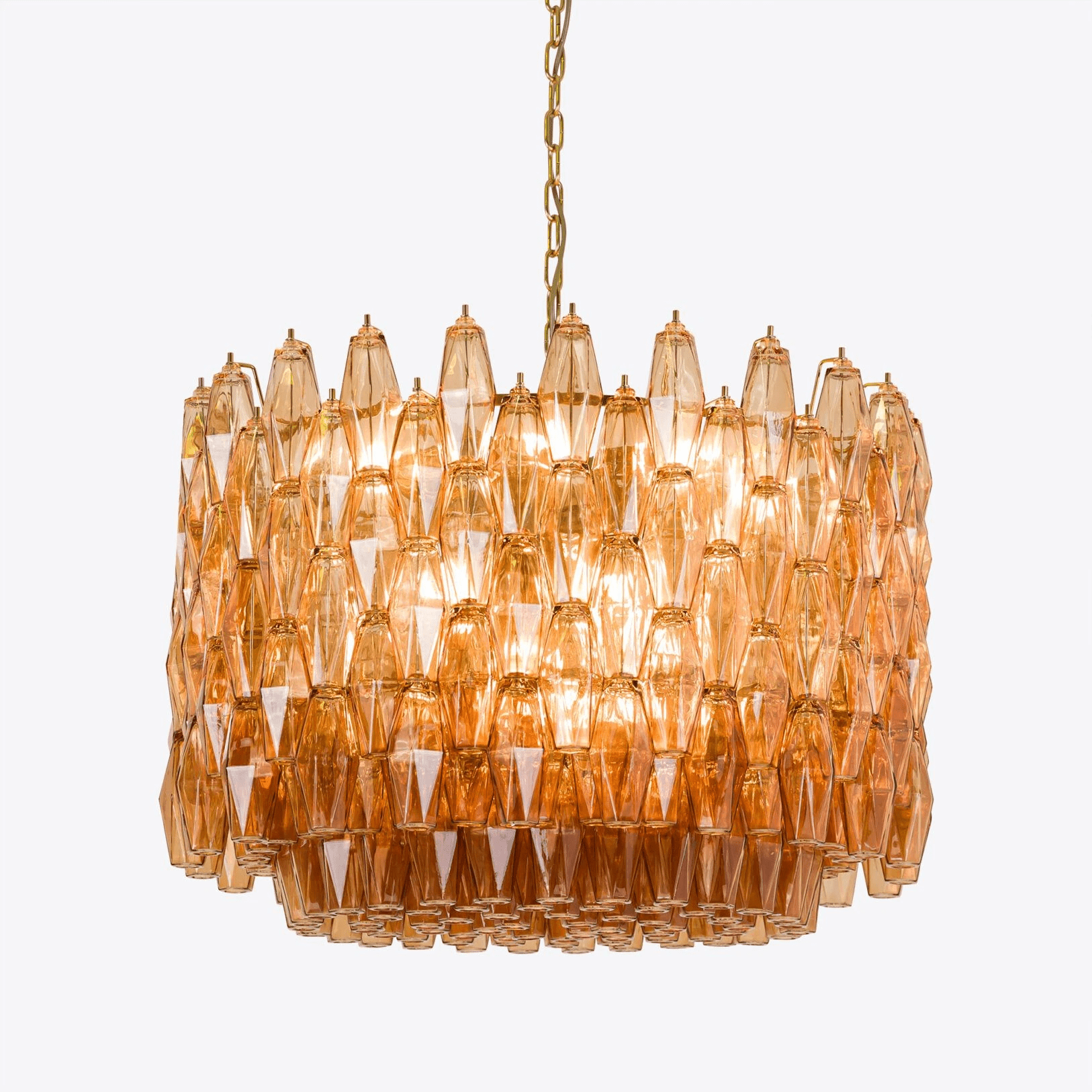 Aurora Chandelier Drum Amber Glass Elegant - Letslighting