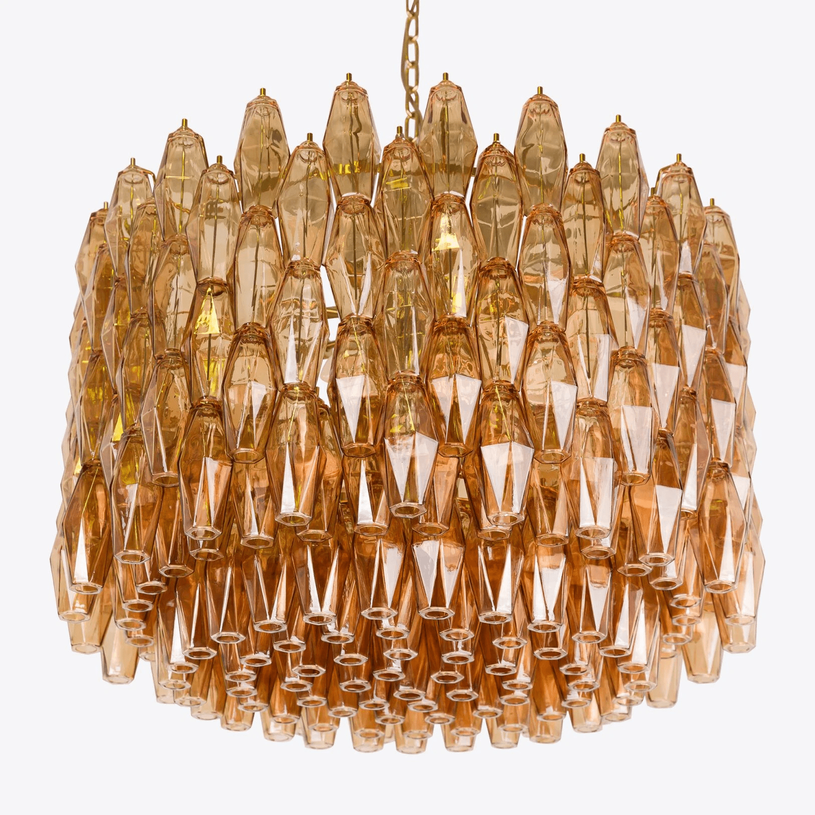 Aurora Chandelier Drum Amber Glass Elegant - Letslighting