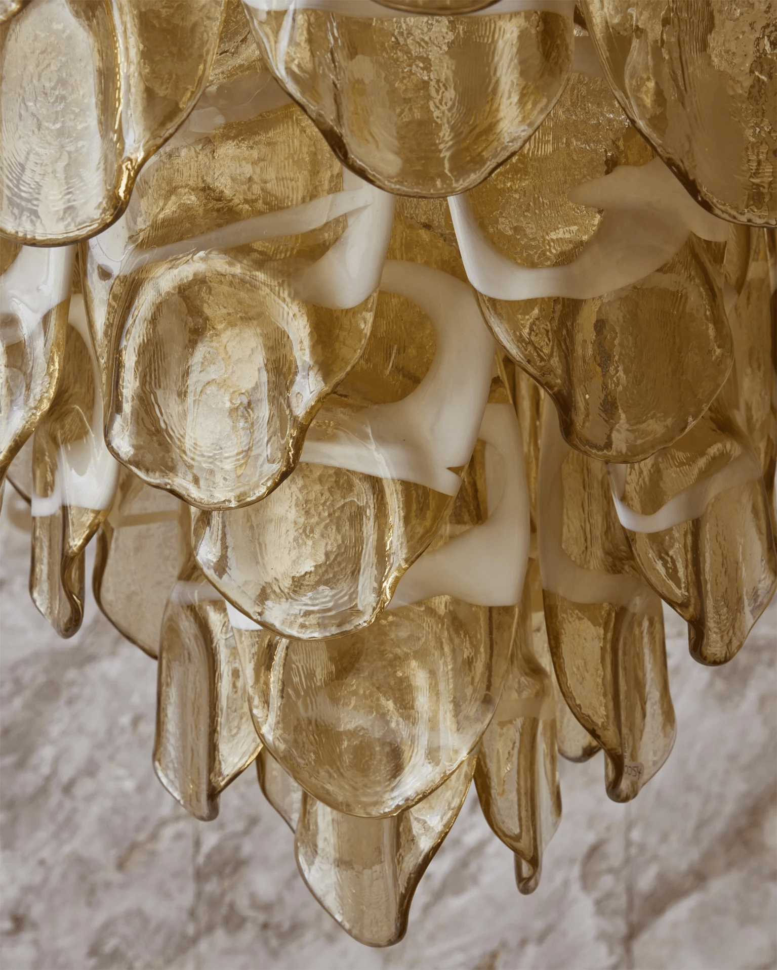 Aurora Chandelier Amber Murano Glass Oval Drops Layered - Letslighting