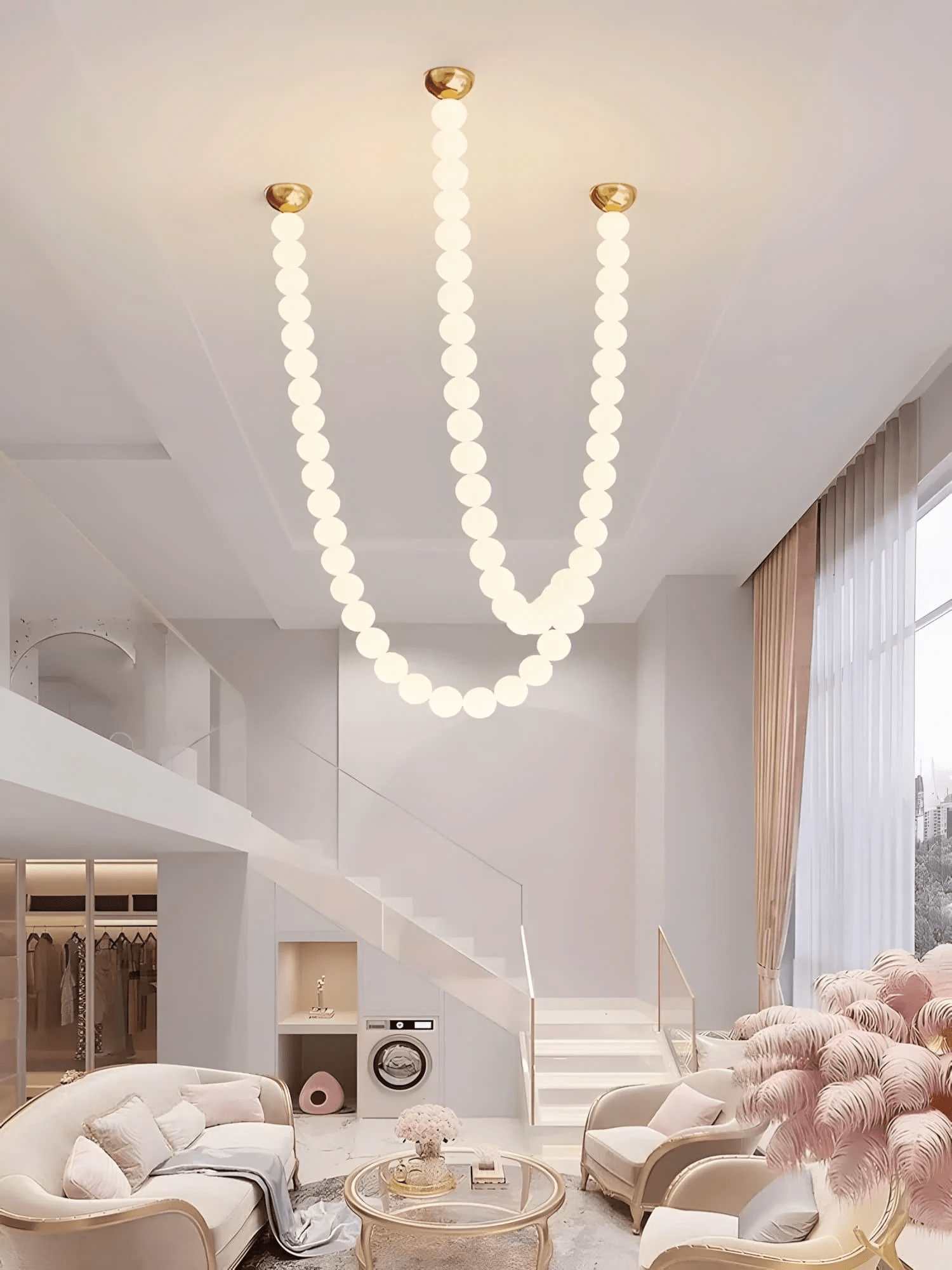PearlCascade Glass Bead Chandelier - Letslighting