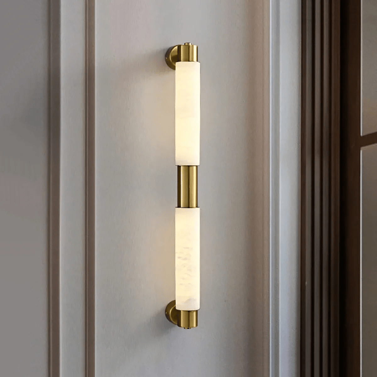 Eurthaeth Alabaster Brass Wall Light - Letslighting