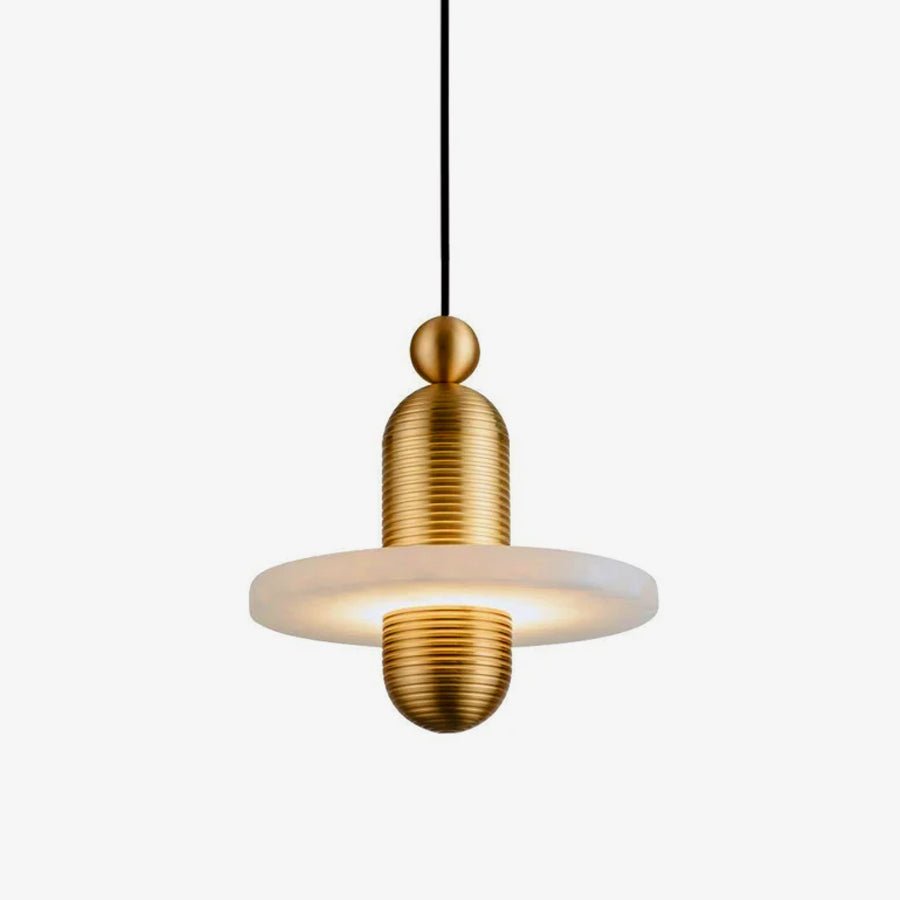Orion Brushed Brass Alabaster Pendant Light - Letslighting