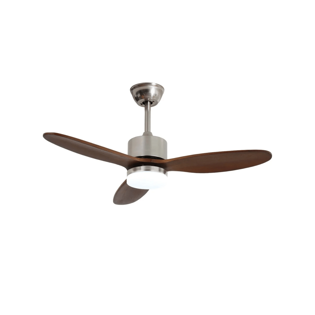 Ventilador de Techo con Luz HushGlow mostrando detalles de instalación para techos inclinados.