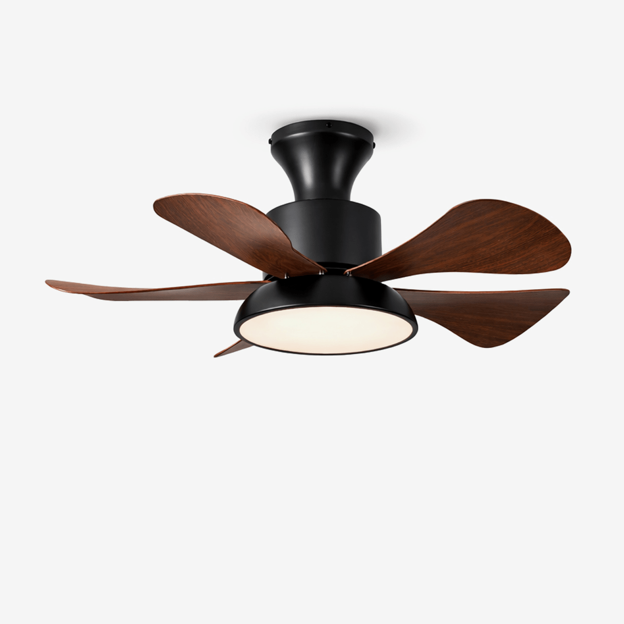 Ventilador de Techo Archer con luz, cuerpo en color nogal y aspas negras