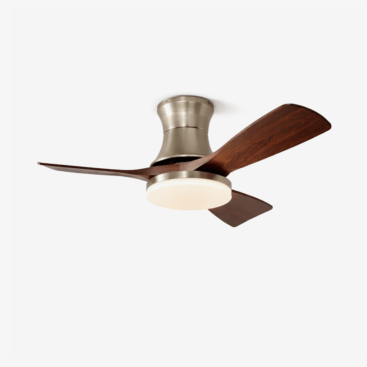 Ventilador de Techo Rowan Níquel con Luz, aspas y LED integrado