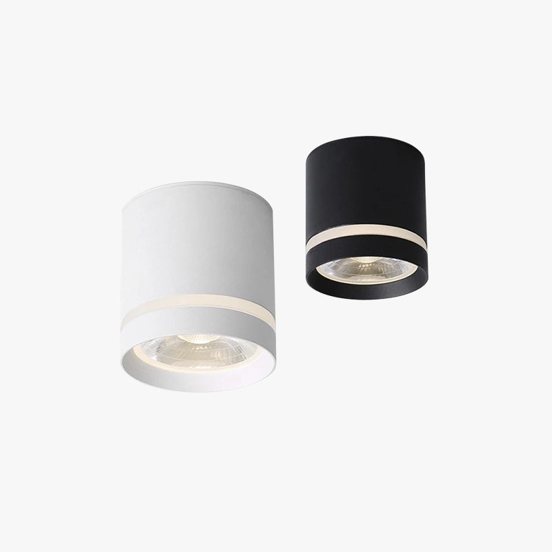 Arisha Minimalista Foco Cilíndrica Metal LED Lámpara de Techo Blanca/Negro