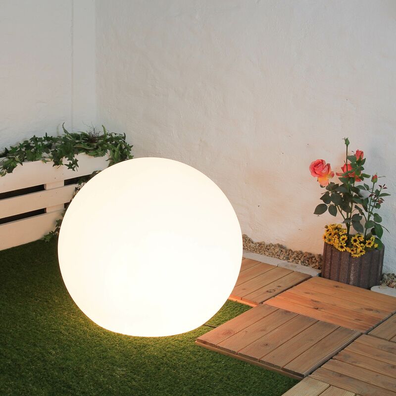 Mira Moderna Esfera Acrílico Luz Exterior Lámpara de Pie Blanca