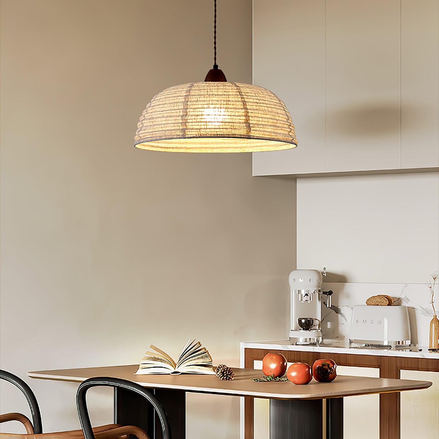 Ritta Retro Linterna Blanco Madera Tela Lámpara Colgante Estudio