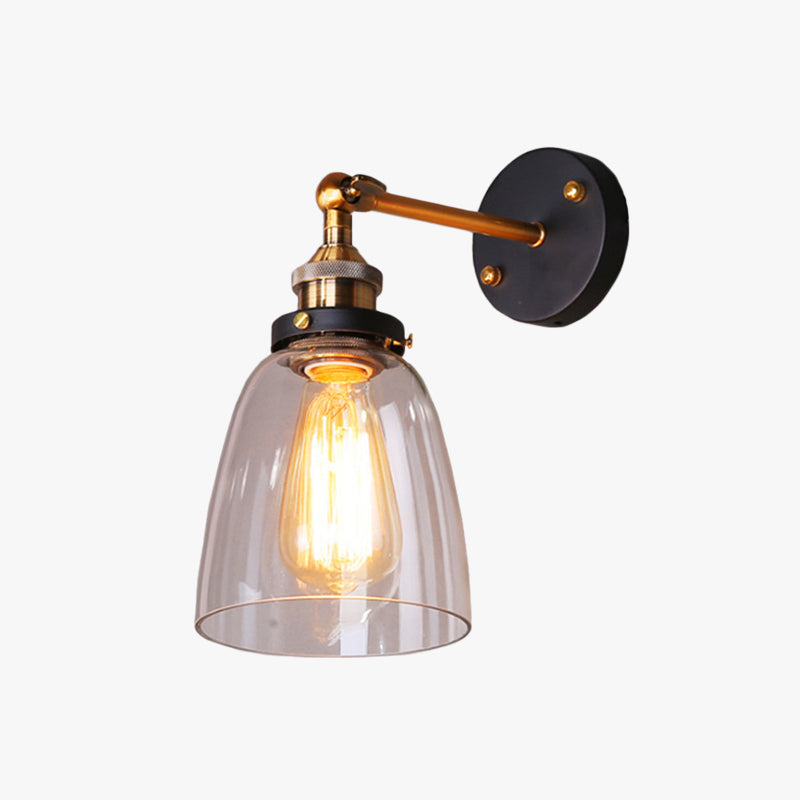 Epoch Industrial Domo Metal/Vidrio Aplique de Pared Negro/Dorado