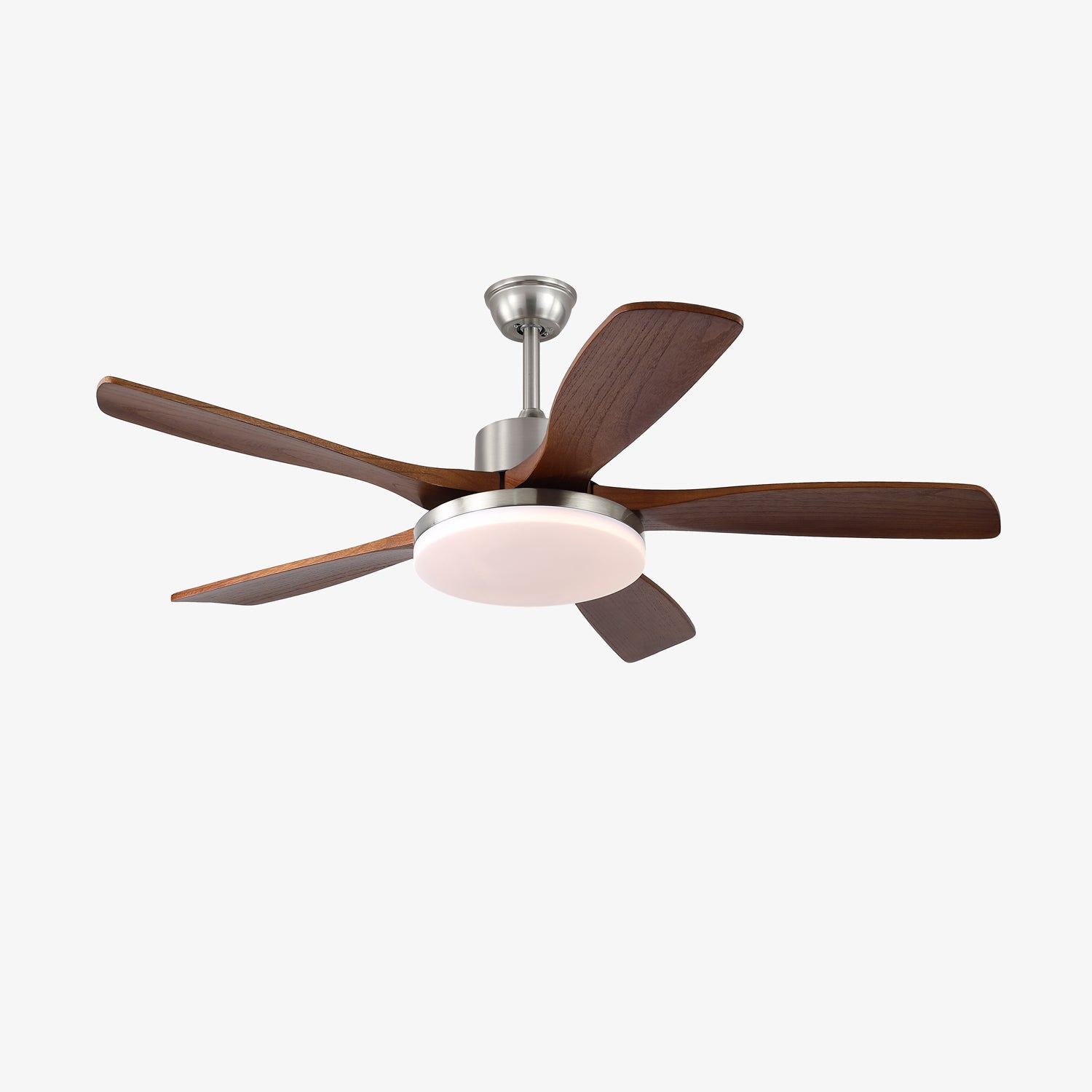 Lámpara ventilador de techo Orvian con 3 aspas, acabado nogal