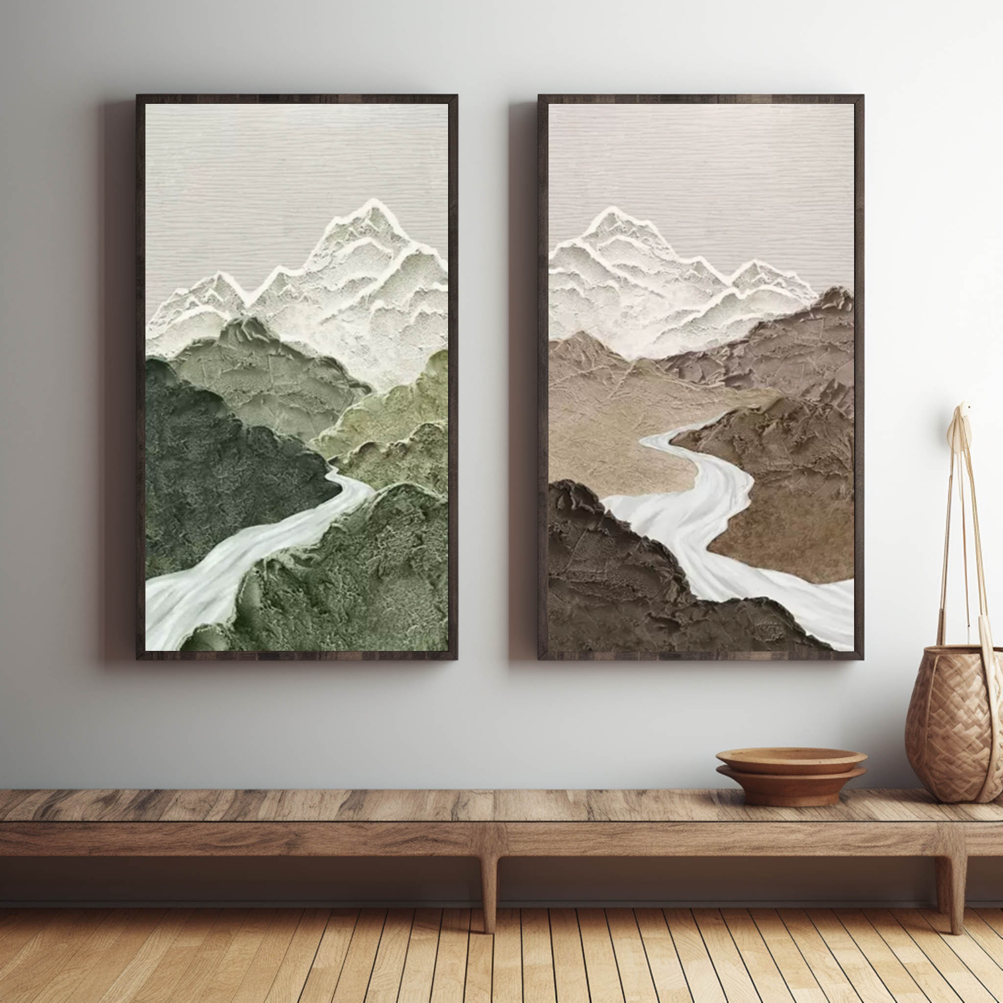 Rivers Conjunto de 2 Piezas de Arte Mural al Óleo Panorámico - Letslighting