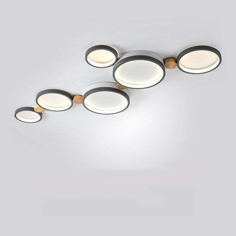 Muto Moderna Nórdica Redonda Metal/Madera Lámpara de Techo Verde/Blanca/Gris