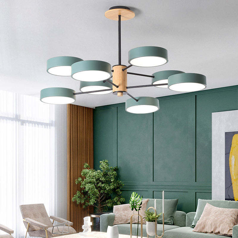 Arisha Minimalista Metal/Madera Lámpara Colgante Blanca/Verde/Gris