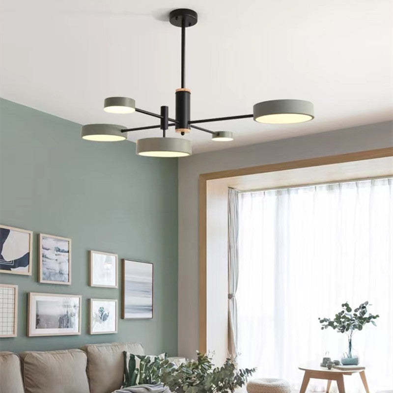 Arisha Moderna Bifurcado Metal/Madera Lámpara Colgante Dorada/Blanca/Gris