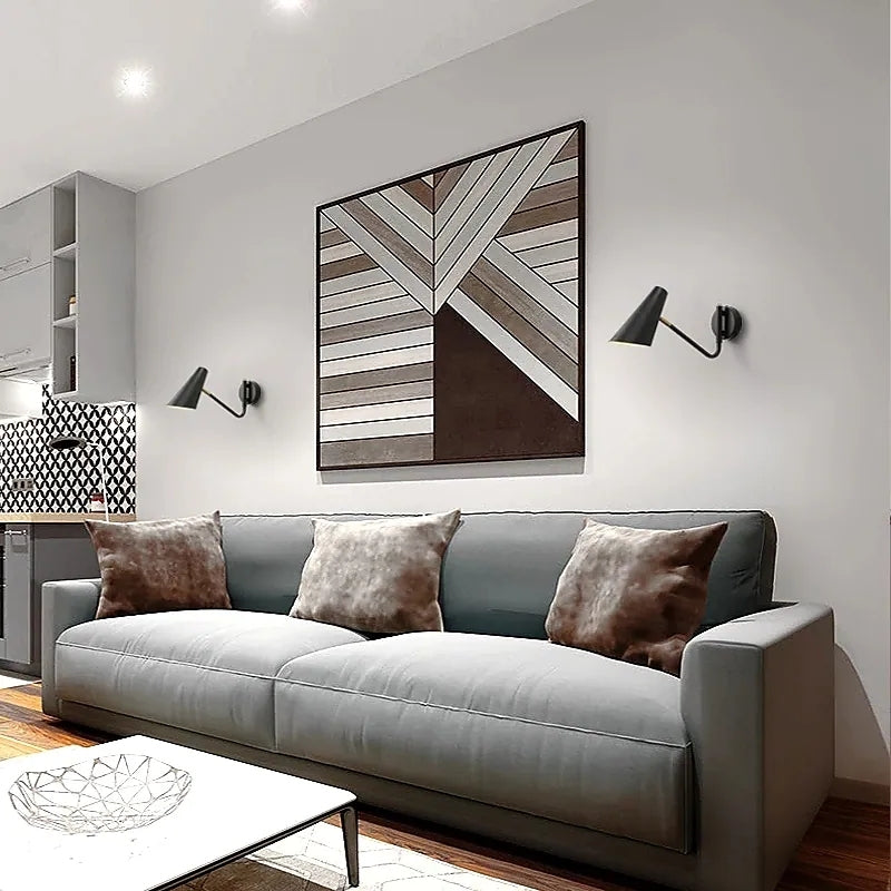 Epoch Moderna Minimalista Metal Aplique de Pared Giratorio Negro/Oro/Blanco