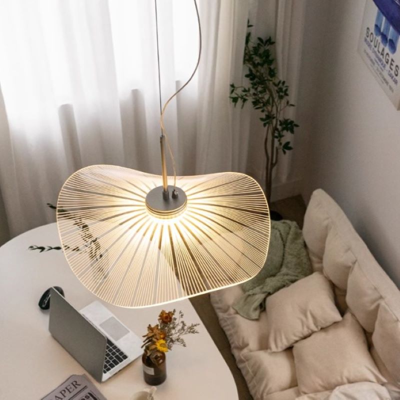 Ritta Diseño Loto Hoja Metal Acrílico LED Lámpara Colgante Dormitorio