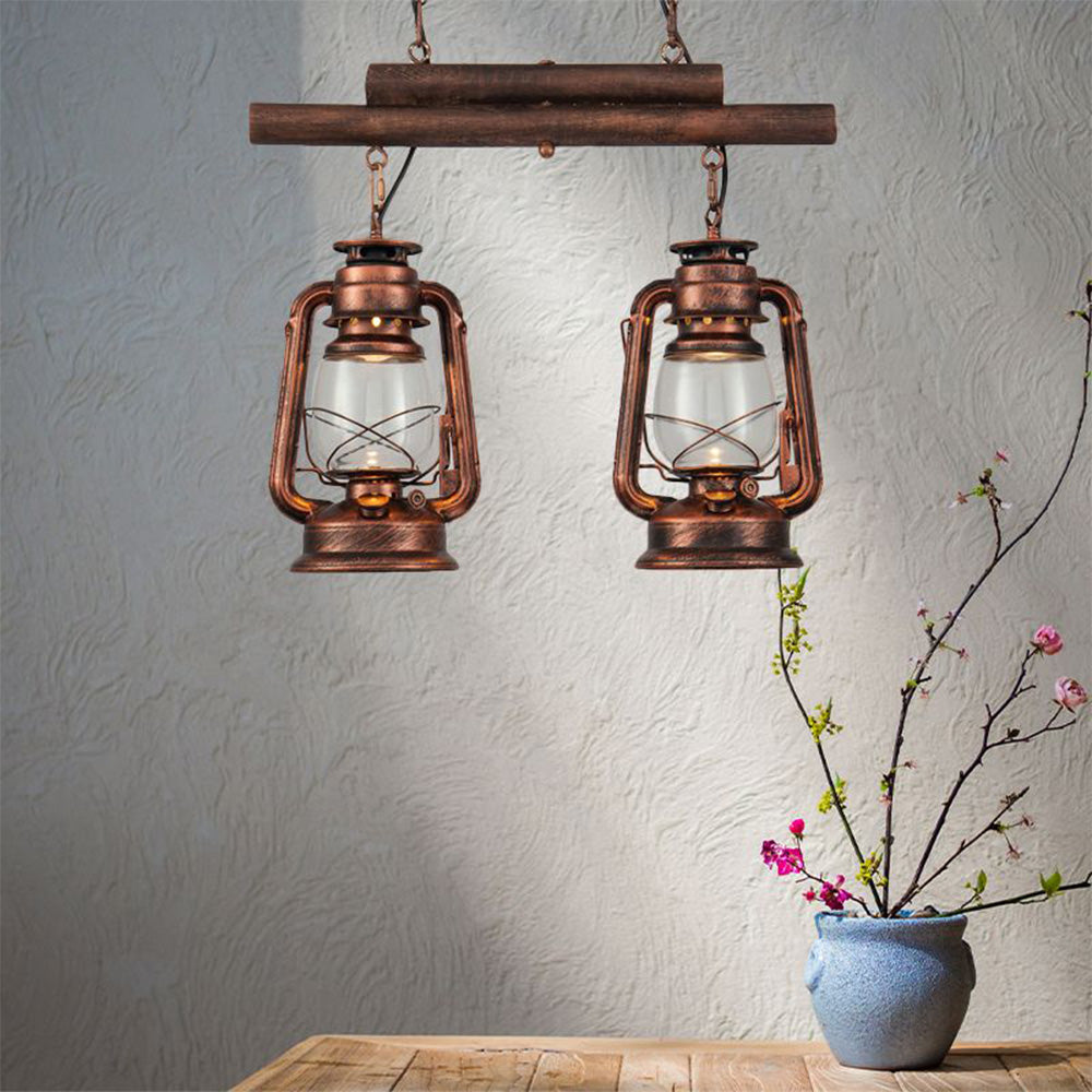 Silva Vintage Diseño Linterna Metal/Vidrio Lámpara Colgante Latón/Cobre