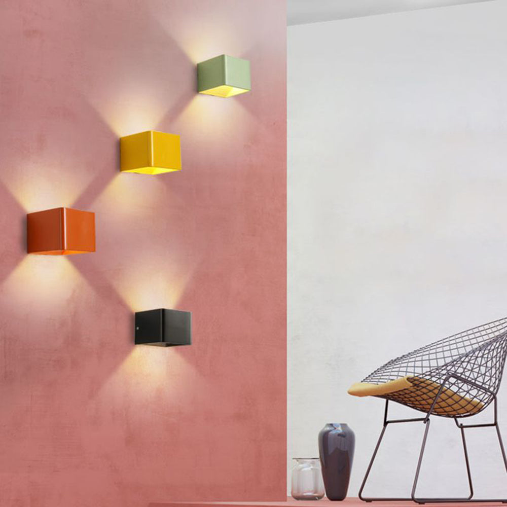 Ray Moderna Cuadrado Metal Aplique de Pared Negra/Blanca/Amarilla